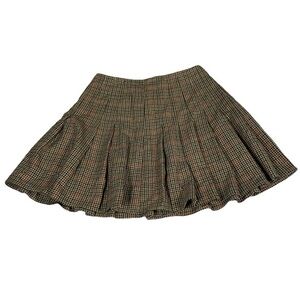Brandy Melville Brown Plaid Mini Skirt Pleated 26”‎ Waist Academia Fall Y2K Prep